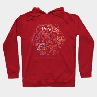 Pink and blue pattern of little princess doodles Hoodie